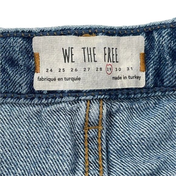 Free People Jean Skirt We The Free Denim Mini Distressed Size 29 Button Fly Boho - Picture 5 of 6